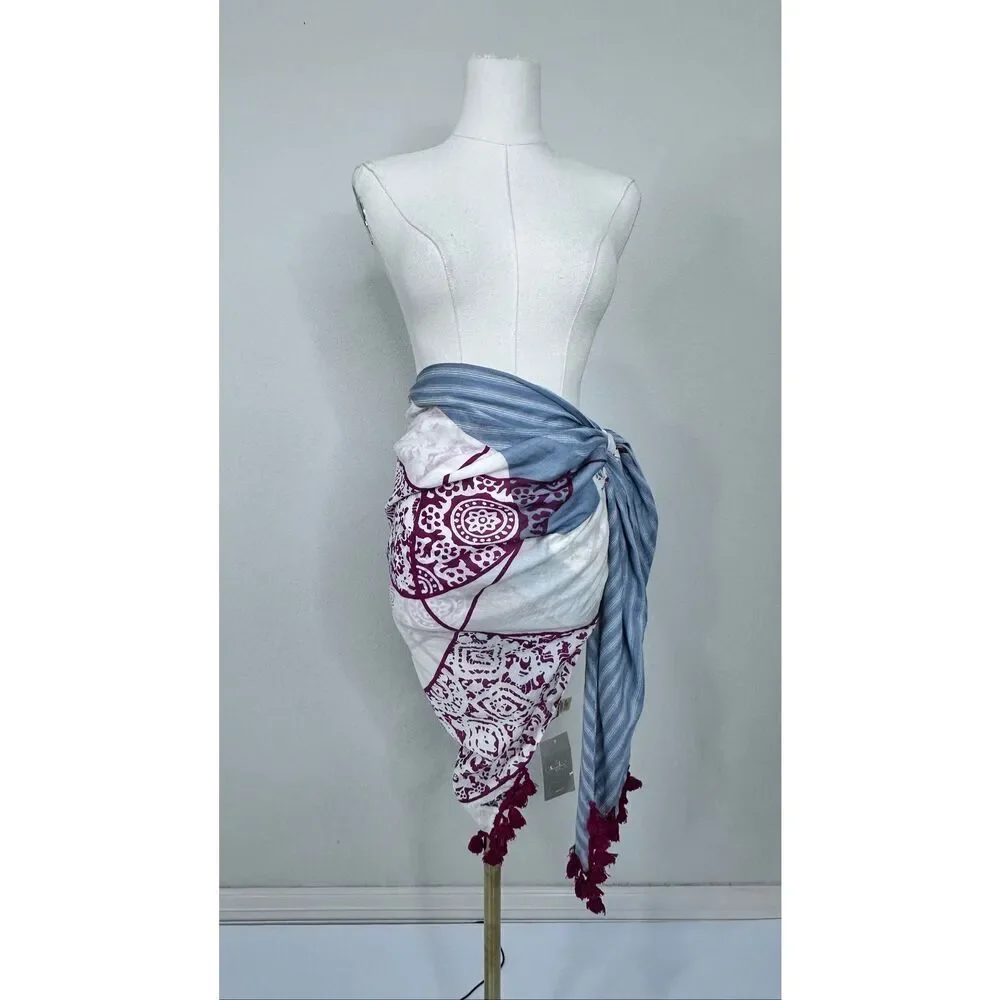 Anthropologie IDEA Plus Sonira Tassel Scarf Wrap Shawl Cotton Silk NWT $198